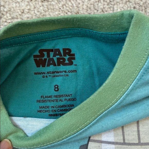 Star Wars R2-D2, Baby Yoda Kids Long Sleeve PJ’s Size 8 - Picture 2 of 7